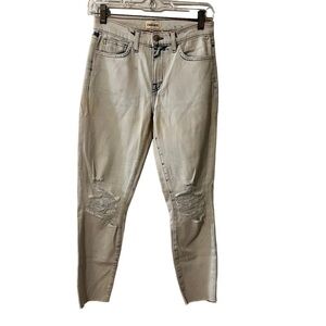 L’Agence Y2K Acid White Wash High Rise Raw Hem Distressed Denim Jeans Ankle 25